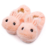 Fuzzy Rabbit Slippers for Toddler Girls Anti-Slip Warm House Shoes-Pink