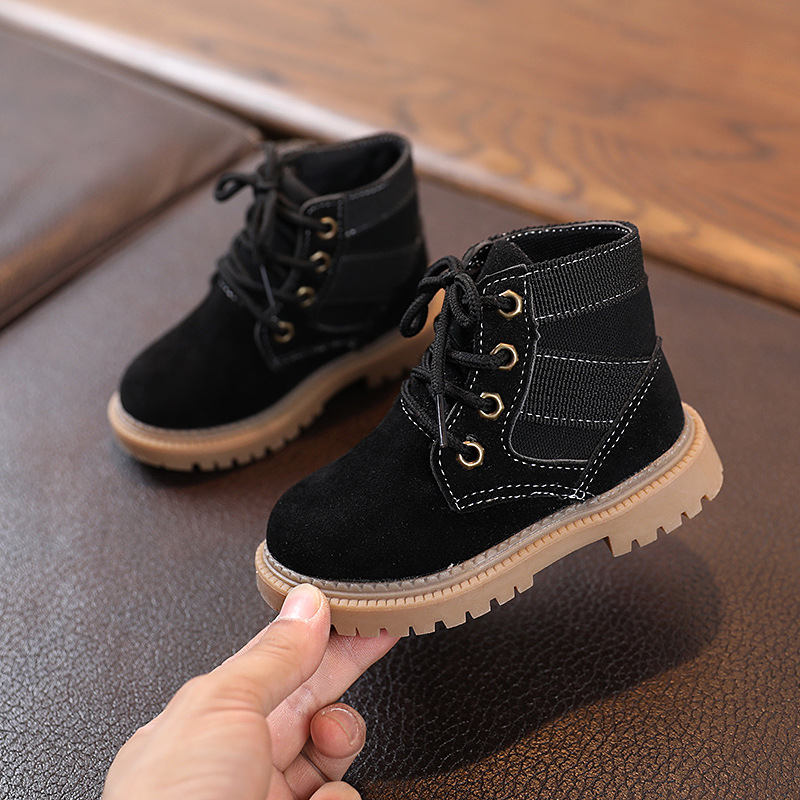 Toddler-Unisex Boots Lace up Winter Snow High Top Shoes Outdoor-Black