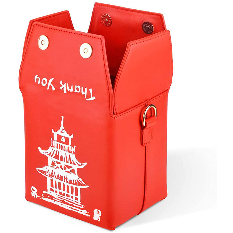 Fashion Crossbody Bag Chinese Takeout Box Style Clutch Bag for Girl-Red