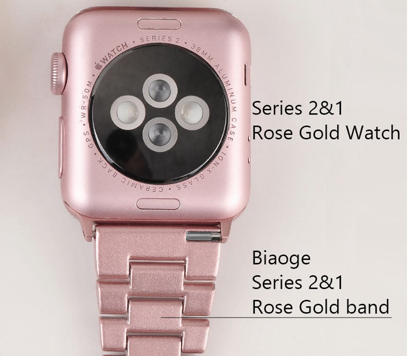 SZZ Bling Watch Band Business Stainless Steel Wristbands for Apple IWatch Series SE/1/2/3/4/5/6 For Women-Rose Pink