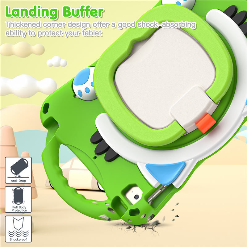 CatB Silicone Case For iPad Mini 5 4 3 2 1 Shockproof Shoulder Strap Handle Stand-Green