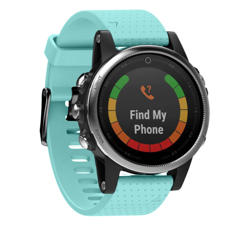 Watch Band For Garmin Fenix Fenix 5S/ 5S Plus/6S/ 6S Pro Soft Silicone 20mm Replacement Strap Black Steel Buckle-Teal