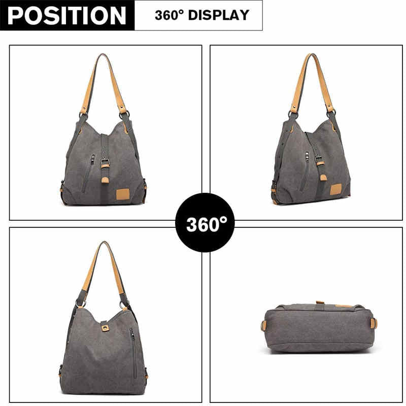Women Canvas Bag Casual Backpack Vintage Shoulder Bag-Coffee