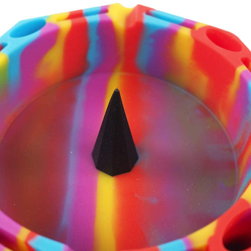 Geometric Silicone Ashtray Eco-Friendly Portable Unbreakable Tabletop Tray for Cigarettes Cigar -Red+Yellow+Purple+Blue