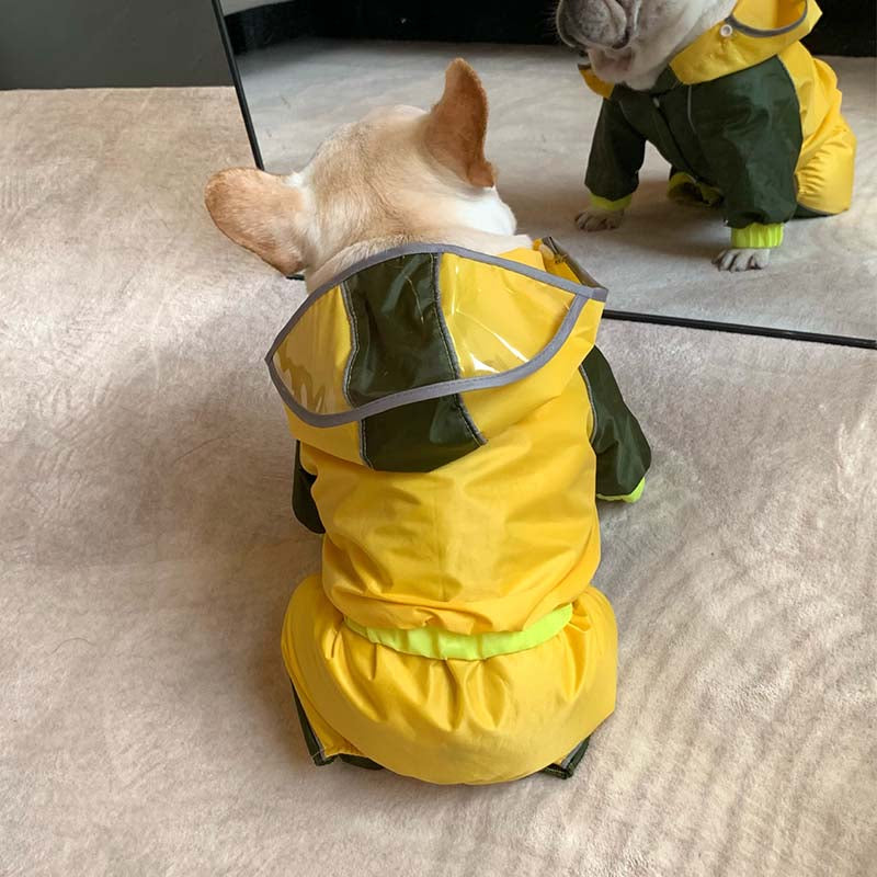 Dog Raincoat Hooded Stitching Color Slicker for Small Medium Pets