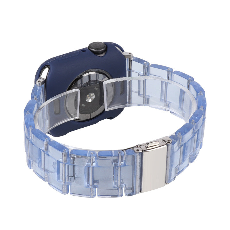 Fashion Resin Candy Watch Band + Watch Case For Apple Watch SE/6/5/4/3/2/1£¨Blue+Darkblue£©