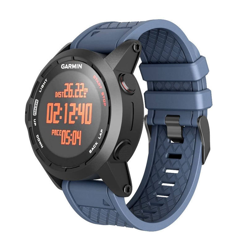 Soft Silicone Watch Strap For Garmin Fenix 2 Easy Fit 26mm Width Smart Watch Accessories Black Buckle-Navy Blue