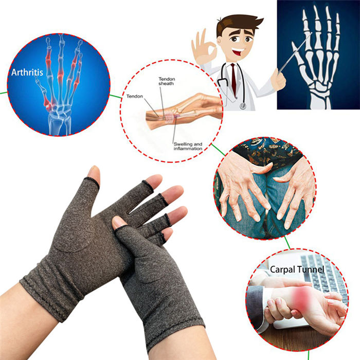 Unisex Half Finger Gloves Winter Stretchy Knit Fingerless Typing Gloves-Hemp Ash-LYX-08062-2