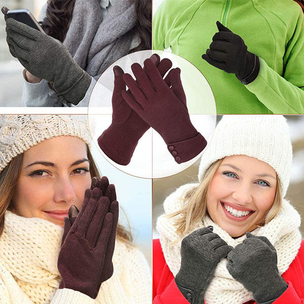 3 Pairs Women Winter Gloves Warm Touchscreen Windproof Gloves-BlackGrayBrown
