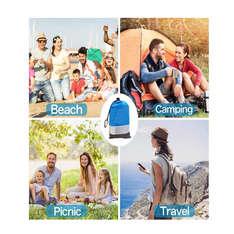 Beach Blanket Large Outdoor Nylon Picnic Mat Sandproof Waterproof-Blue White Gray