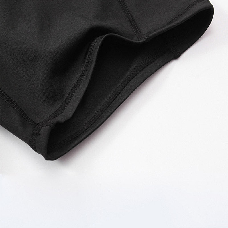 Women Yoga Shorts With Pockets High Waist Running Fitness Leggings Sports Quick Drying Tight Pants 2049-Black