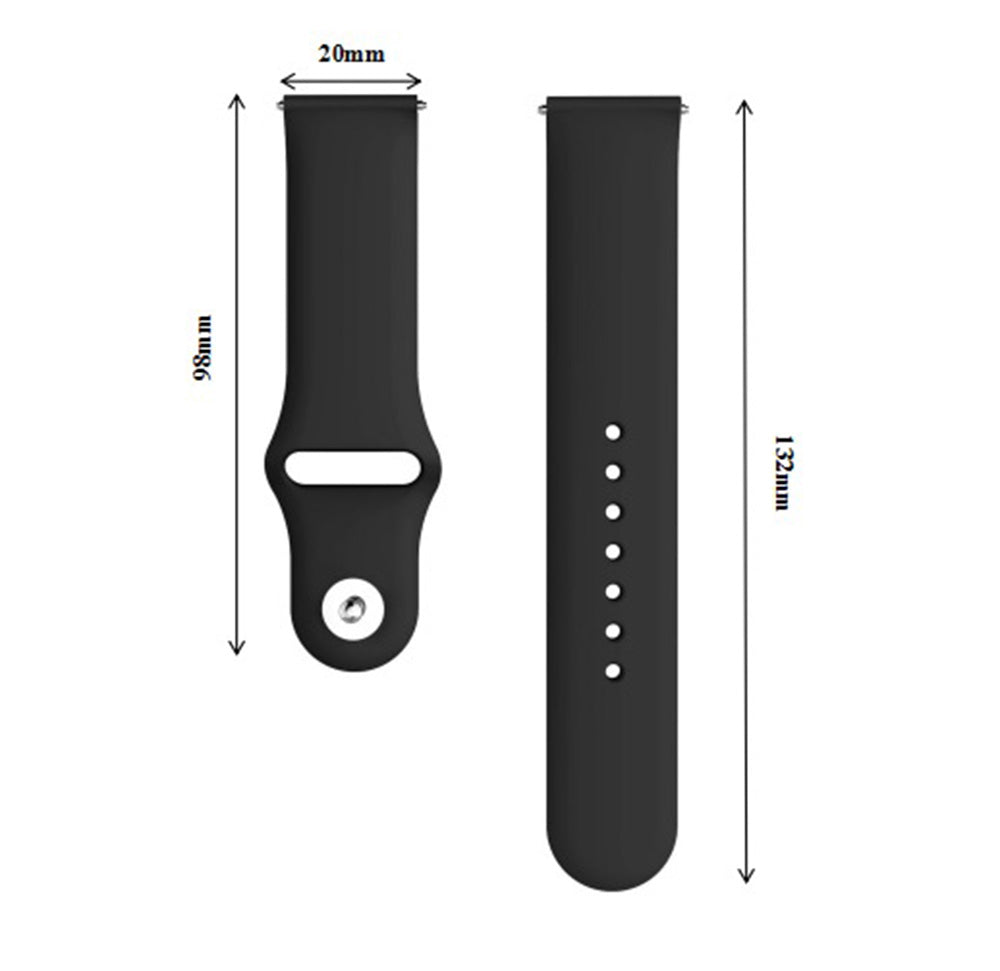 FKGJ 20MM Silicone Watch Bands Quick Release Strap Replacement Wristband For Samsung For Women-Black