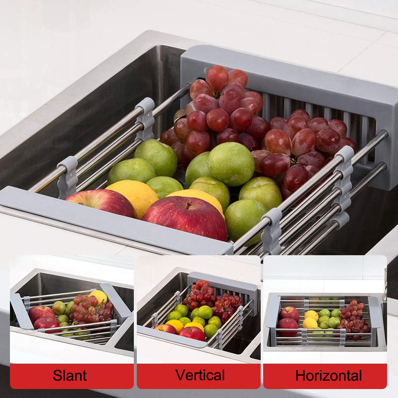 Dish Drying Rack Retractable 304 Stainless Steel for Vegetable Fruit