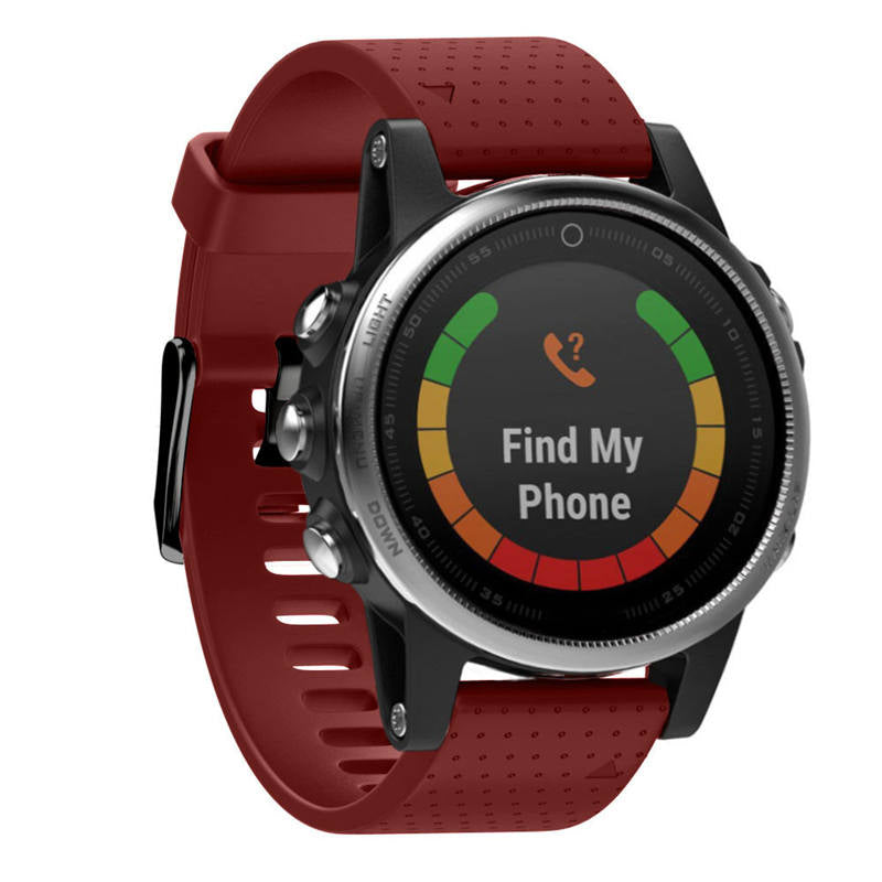 Watch Band For Garmin Fenix Fenix 5S/ 5S Plus/6S/ 6S Pro Soft Silicone 20mm Replacement Strap Black Steel Buckle-Red