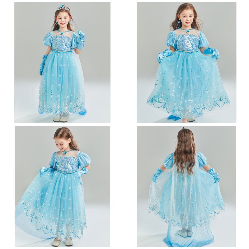 Snow Princess Dress with Accessories Gorgeous Queen Party Ball Gown