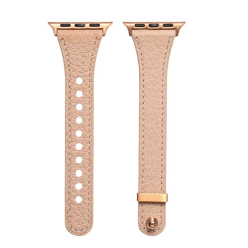 Elegant Slim Band Quick Release Sheepskin Leather for Apple Watch-Apricot