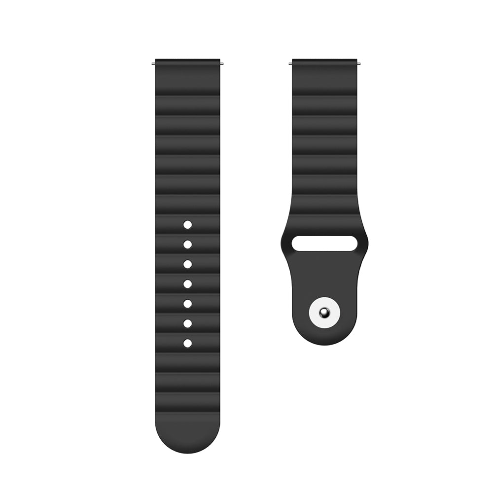 Wave Style Silicone Watch Band For Samsung Galaxy Watch 42/46mm Gear S3 Frontier/Classic(Black)