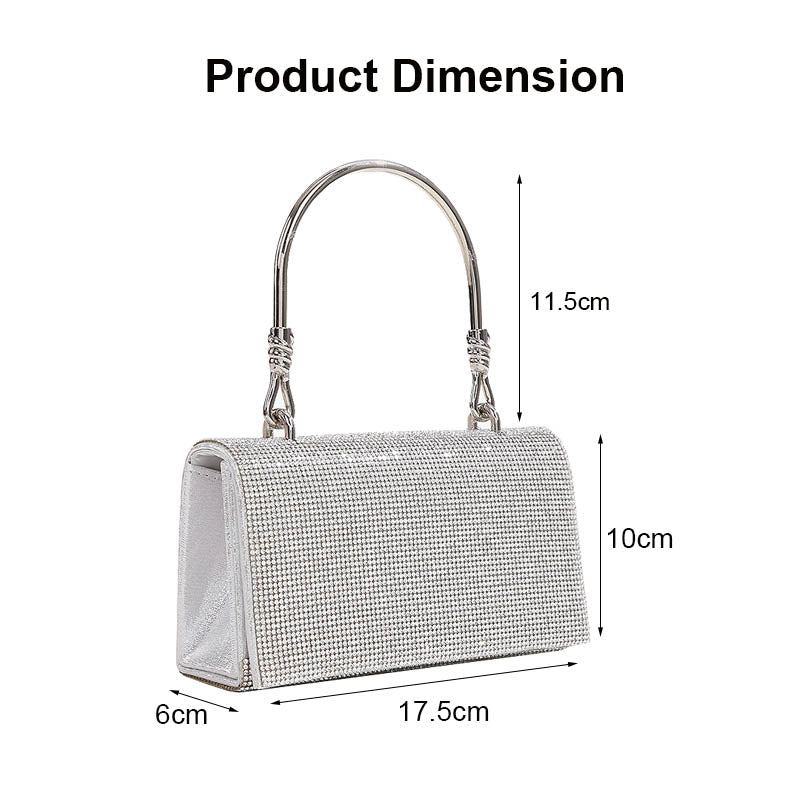 Womens Handbag Glitter Rhinestones Bag Evening Clutch for Party Wedding-Silver