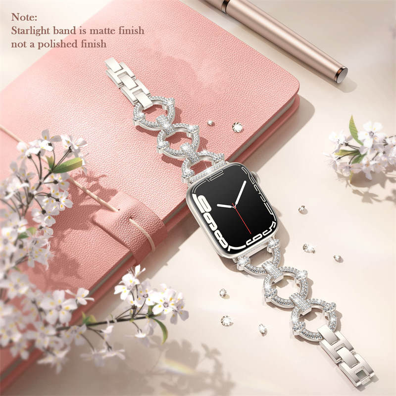 Bling Strap Full Diamonds Metal Jewelry Band for Apple Watch-Starlight