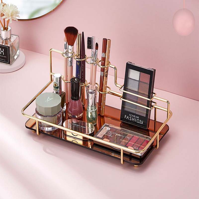 European Style Metal Cosmetic Storage Storage Rack For Bathroom Bedroom-GoldS