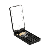 Home & LivingFolding Touch LED Makeup Mirror Lockable Jewelry Display Box Necklace Earing Storage Case 10X Magnifying Mirror (Black)