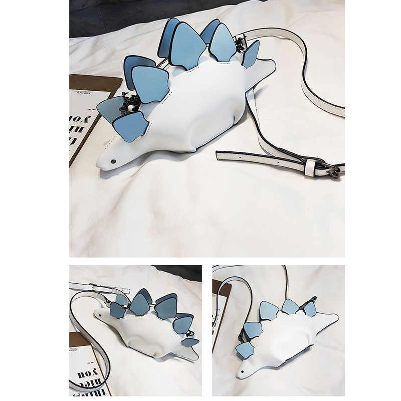 Dinosaur Shoulder Purses PU Stegosaurus CrossBody Bag for Girl Women-White