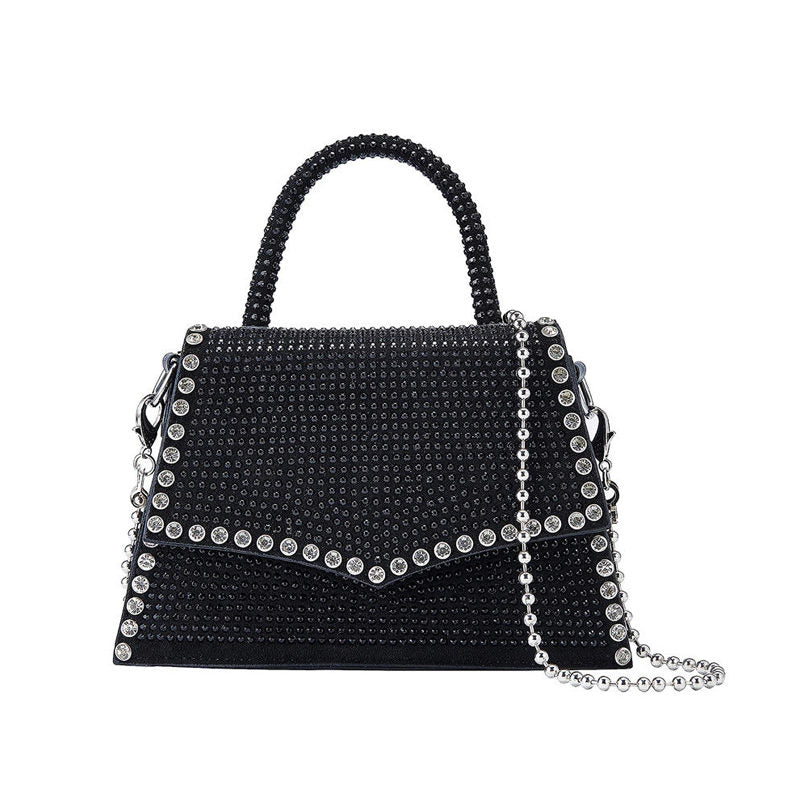 Glitter Rhinestone Crossbody Evening Bag Bling Clutch Purse for Women-Black
