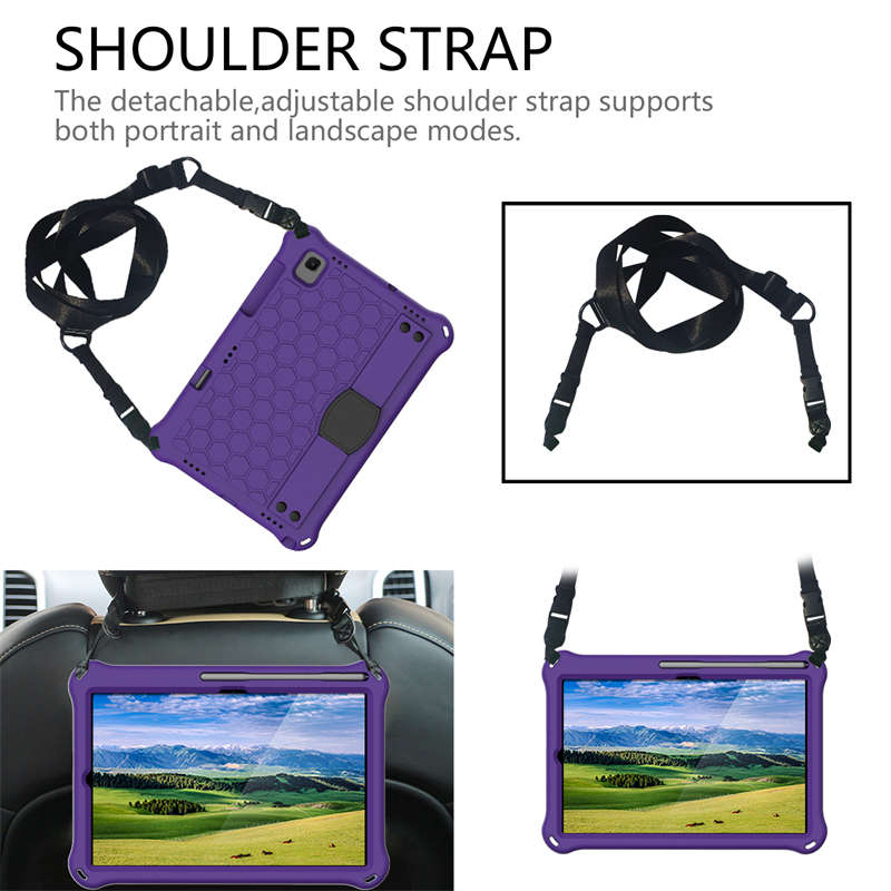 Hive SamSung Tablet Case For Sansung S6 10.5 (2019)/ S5E(2019)/Tab A7 (2020) Durable Stand Cover With Shoulder Strap-PurpleBlack