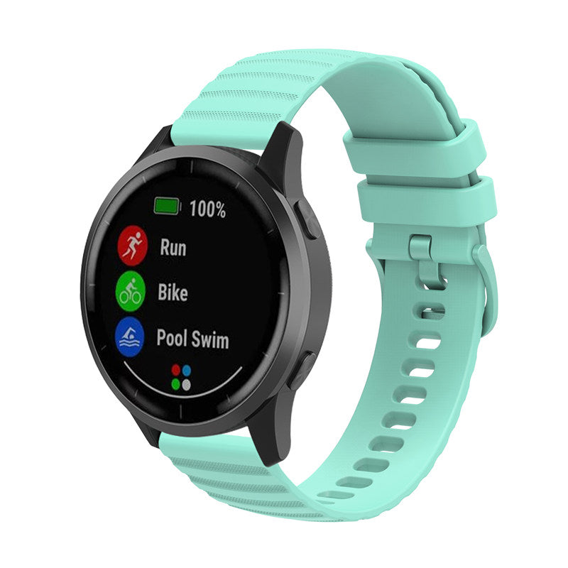 Silicone Watch Band Wave Pockmark for Samsung Cear S2 Huawei Watch GT-TealGreen