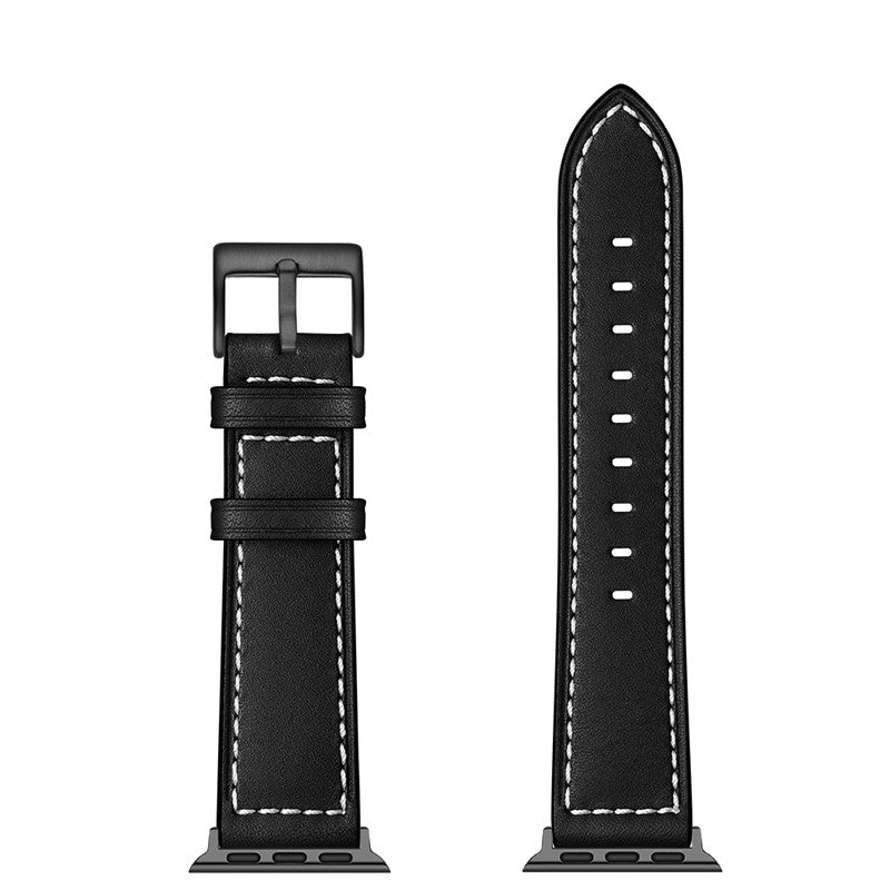 22mm Classic line leather watchband For Samsung Galaxy Watch/Huawei Watch (Black)