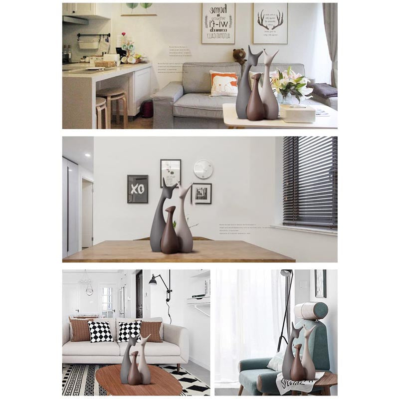 Home Decor Accessories Animal Porcelain Ornaments Ceramic Crafts Art Figurines-Deer