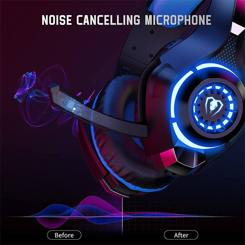 Gaming Headset with Noise Canceling Mic Deep Bass Stereo Sound for PS4 PS5 Switch PC-Blue