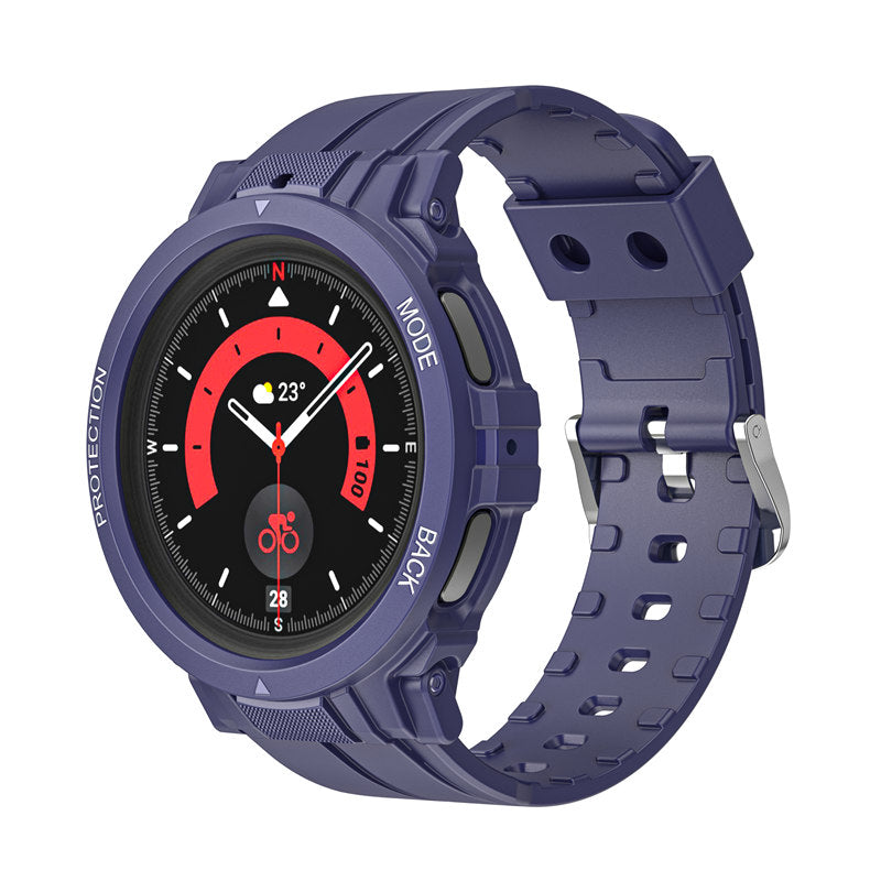 TPU Rugged Watchbands with Protective Case for Samsung Galaxy Watch 5 Pro 45mm Watch 4-Blue