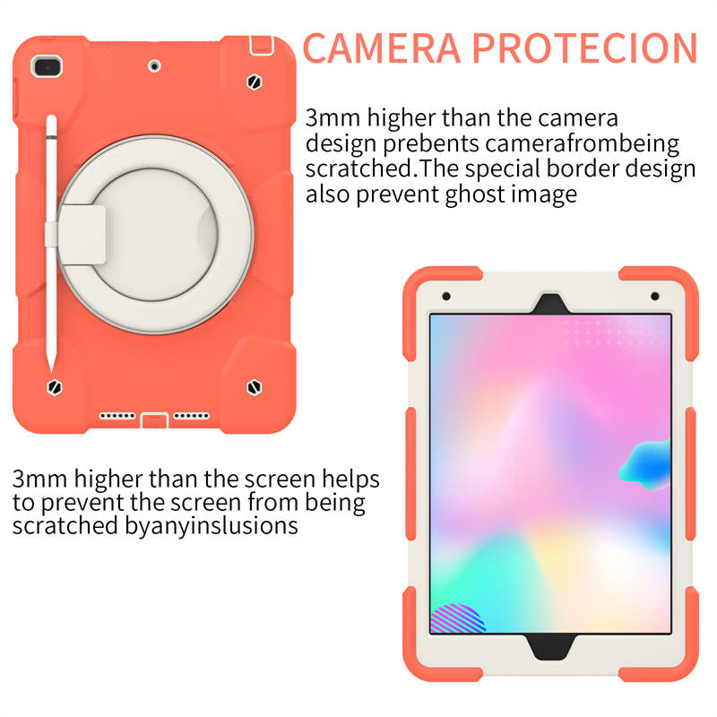 iPad Case For iPad 10.2 with 360¡ãSwivel Stand-Coral Orange