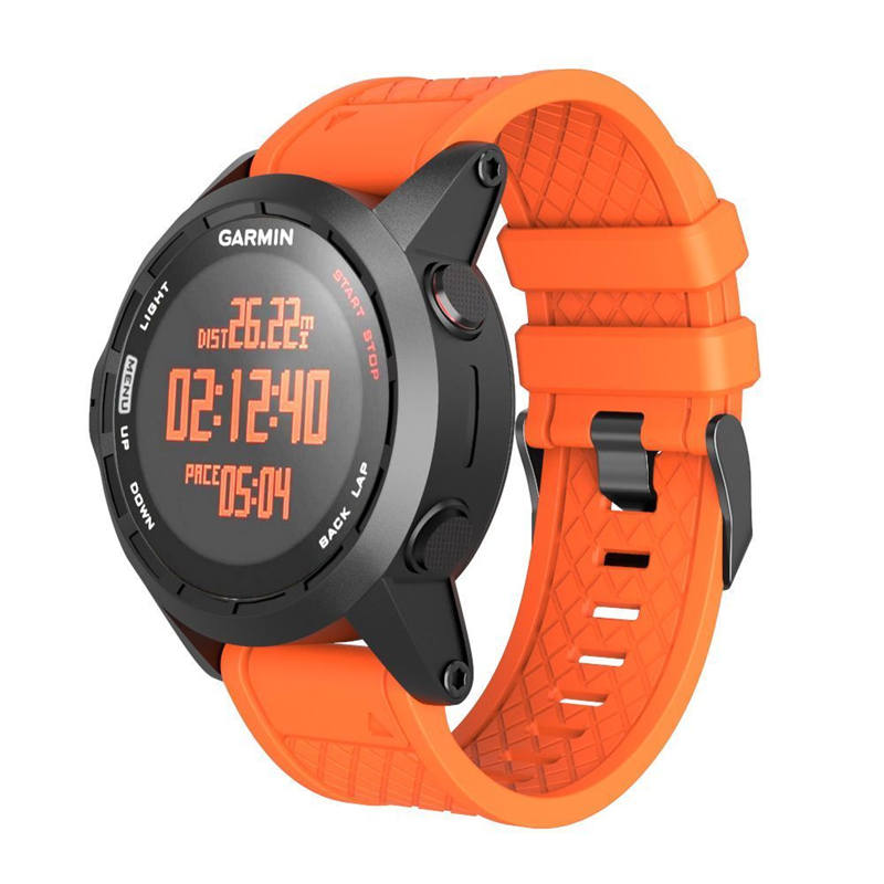 Soft Silicone Watch Strap For Garmin Fenix 2 Easy Fit 26mm Width Smart Watch Accessories Black Buckle-Orange