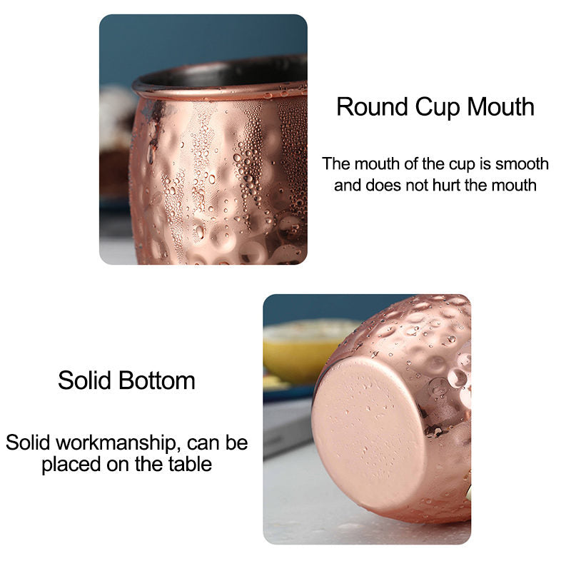 500ml Stainless Steel Moscow Mule Mugs Set of 4 Reticulate Cups-Silver