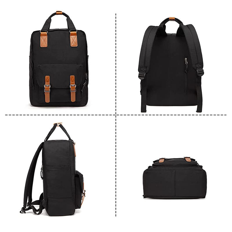 Waterproof Backpack for Women Girls 16 Inch College Vintage Travel Bag-LightGray