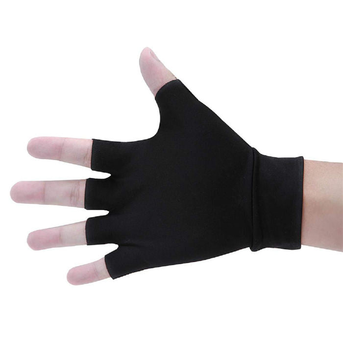 Unisex Half Finger Gloves Winter Stretchy Knit Fingerless Gloves in Common Size-Black- LYX-08065-1
