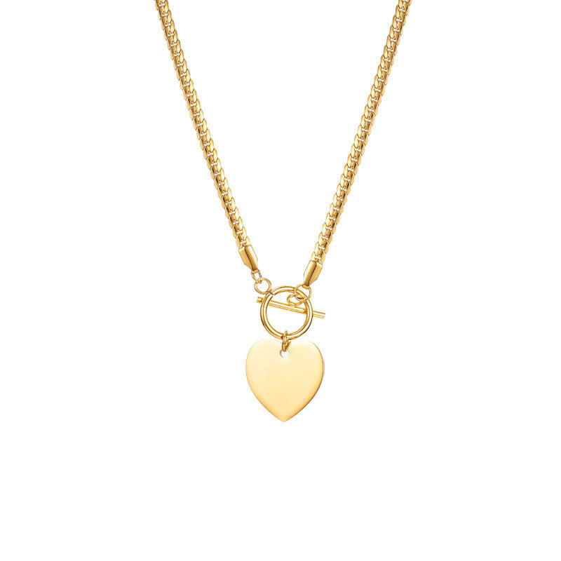 Heart Pendant Necklace Bracelet Earrings 3 Piece Set-Gold