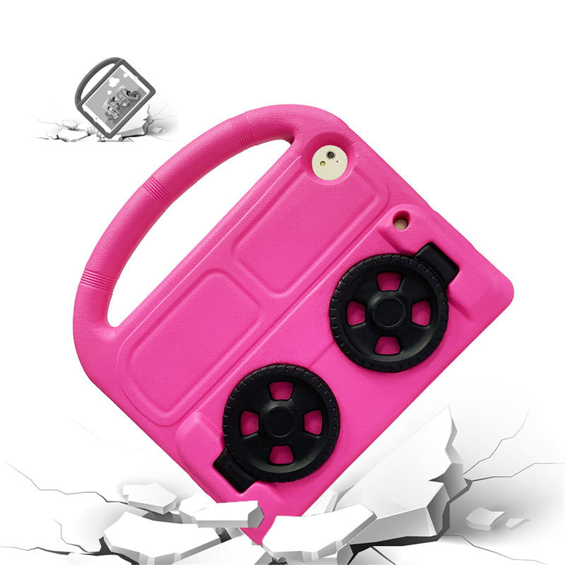 Wheel iPad Case For iPad 9.7inch Air1/2 Pro9.7 Shockproof Stand Cover With Handle Stand-Rose