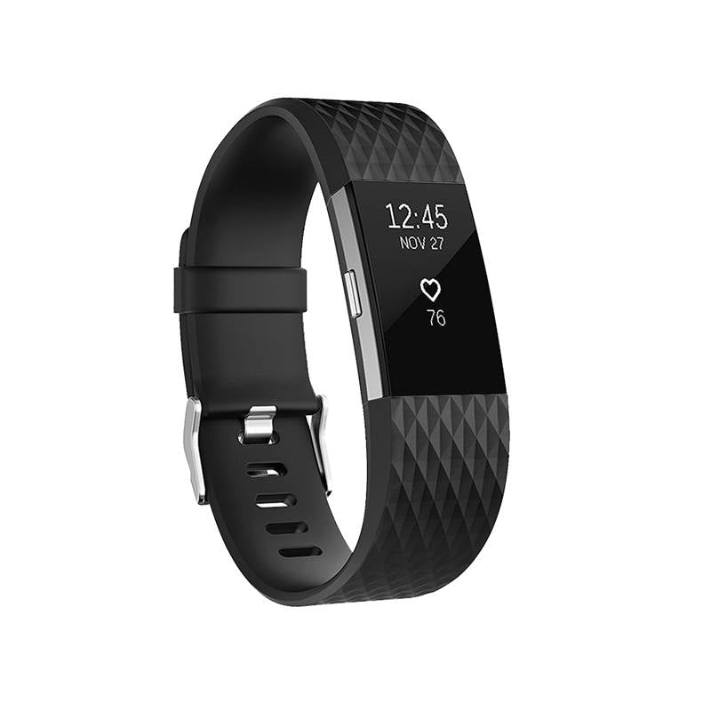 Silicone Replacement Strap Wrist Accessories For Fitbit Charge 2 -Black