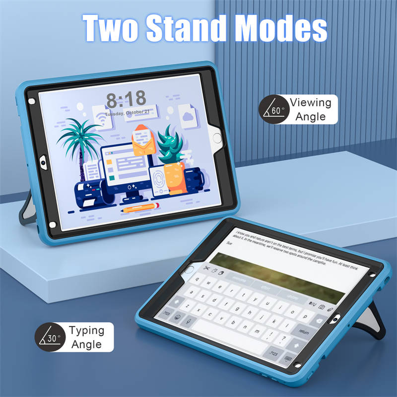 Tablet Case Rugged with Kickstand for iPad 6th/5th Generation 2018/2017-LightBlue