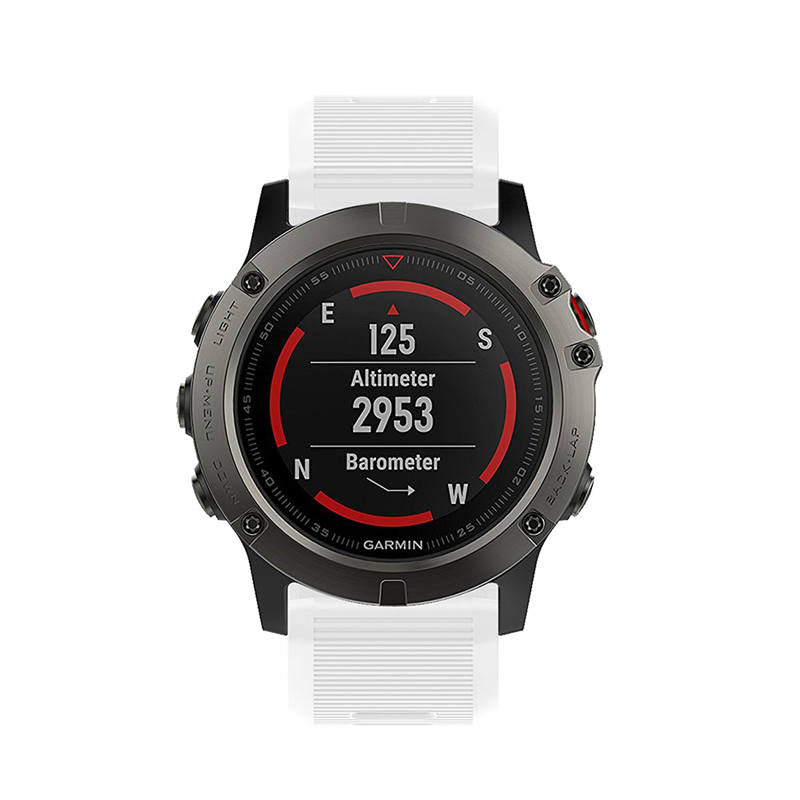 26mm Strap For Garmin Fenix 5X/5X Plus/3/3 HR/6X/6X Pro Watchband Quick Release Easy Fit Silicone Bands Silver Buckle-White