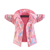 Girls Outdoor Jacket Floral Fleece Removable Light Windproof with Hood-Pink