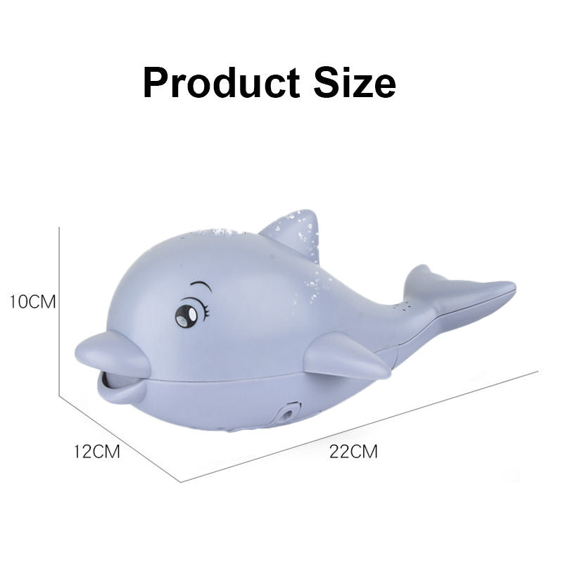 2 in 1 Dolphin Bath Toys Automatic Spray Water with Light Music for Boys Girls-Gray