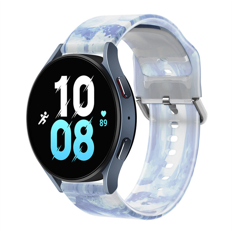 Semi Frosted Watch Strap Transparent Rainbow for Samsung Huawei Watch-04