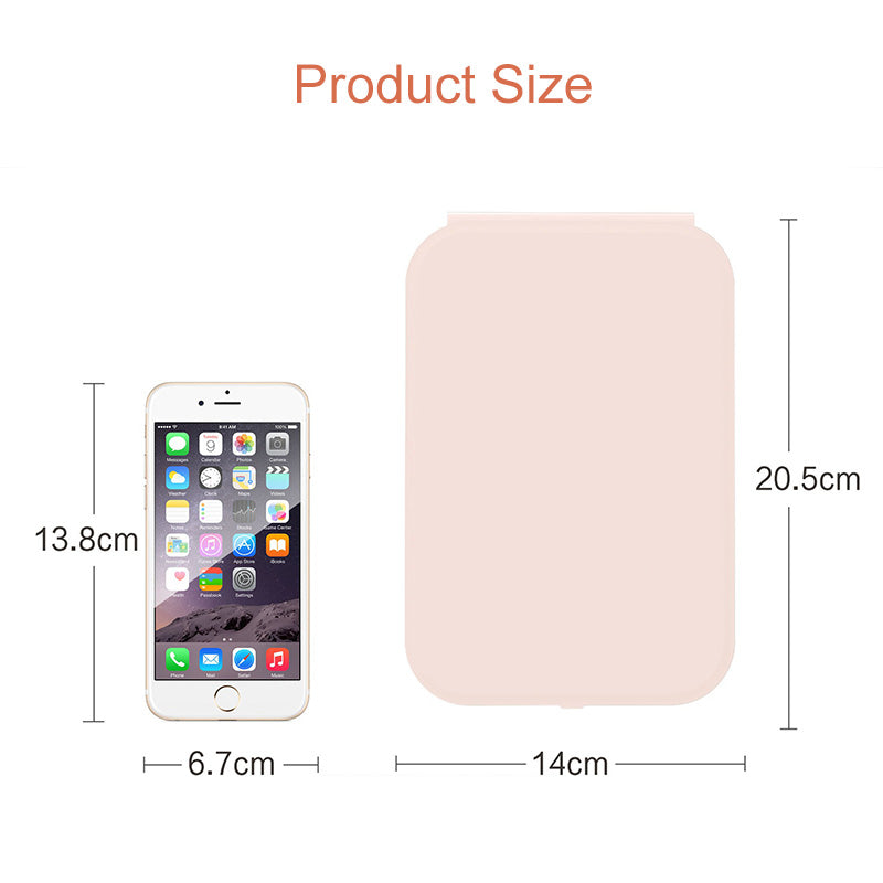 3 Colors LED Makeup Mirror Touch Screen Foldable 360?? Rotation-Pink