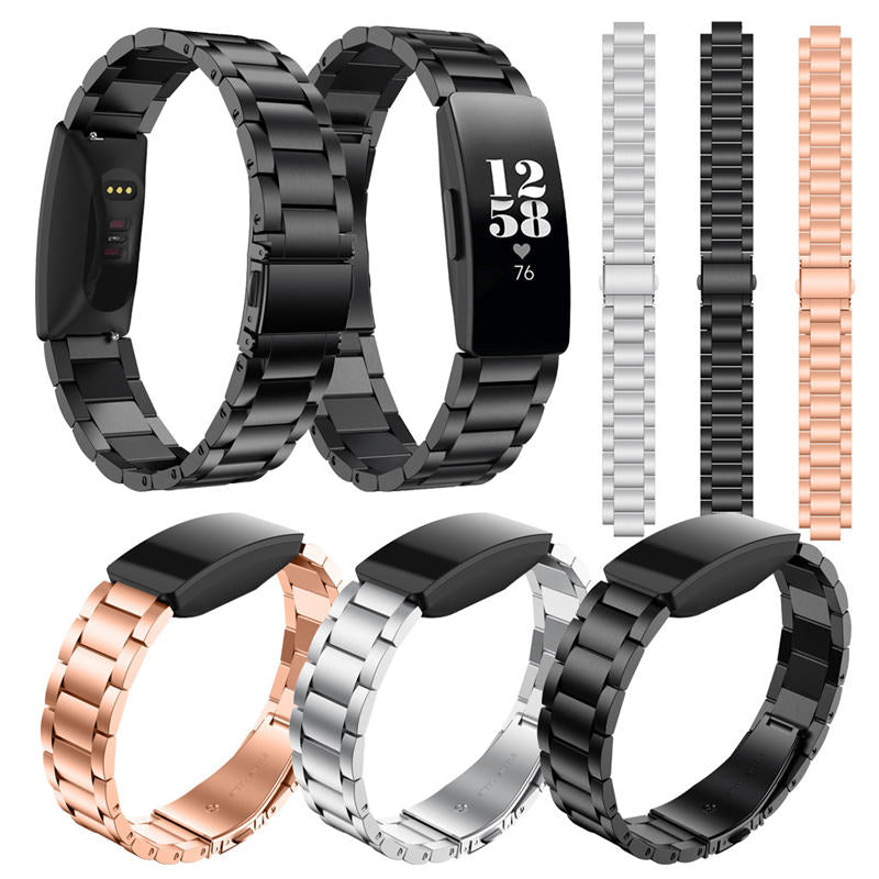 16mm Stainless Steel Watch Band For Fitbit Inspire HR-Black