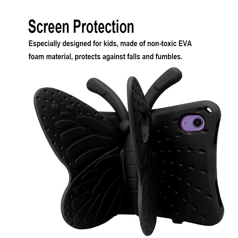 iPad Case For iPad Mini 6 Cartoon 3D Butterfly EVA Proof Shockproof Case with Bracket-Black