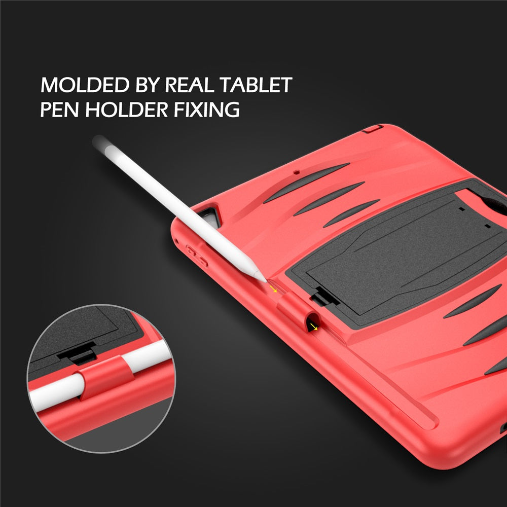 Shock Wave Kickstand Case Anti-Fall Protection With Pencil Holder For 9.7inch iPad 5/iPad 6/iPad Air2/iPad Pro9.7-Red